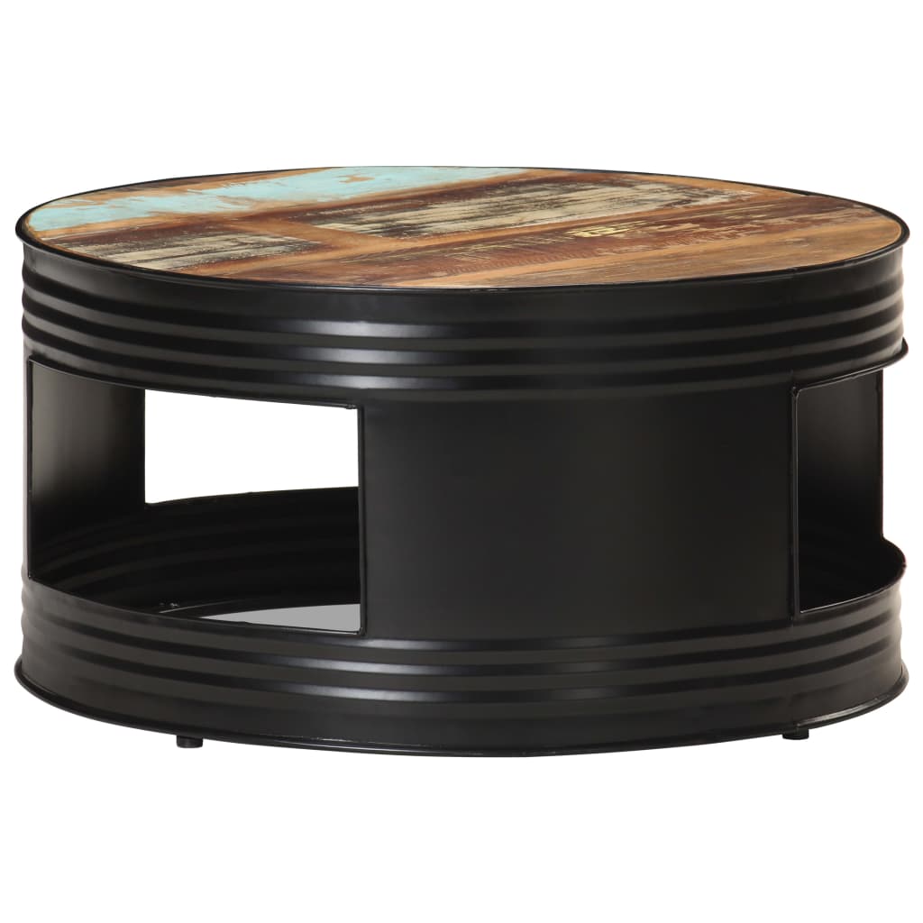 vidaXL Coffee Table Black 26.8"x26.8"x14.2" Solid Rough Mango Wood-16