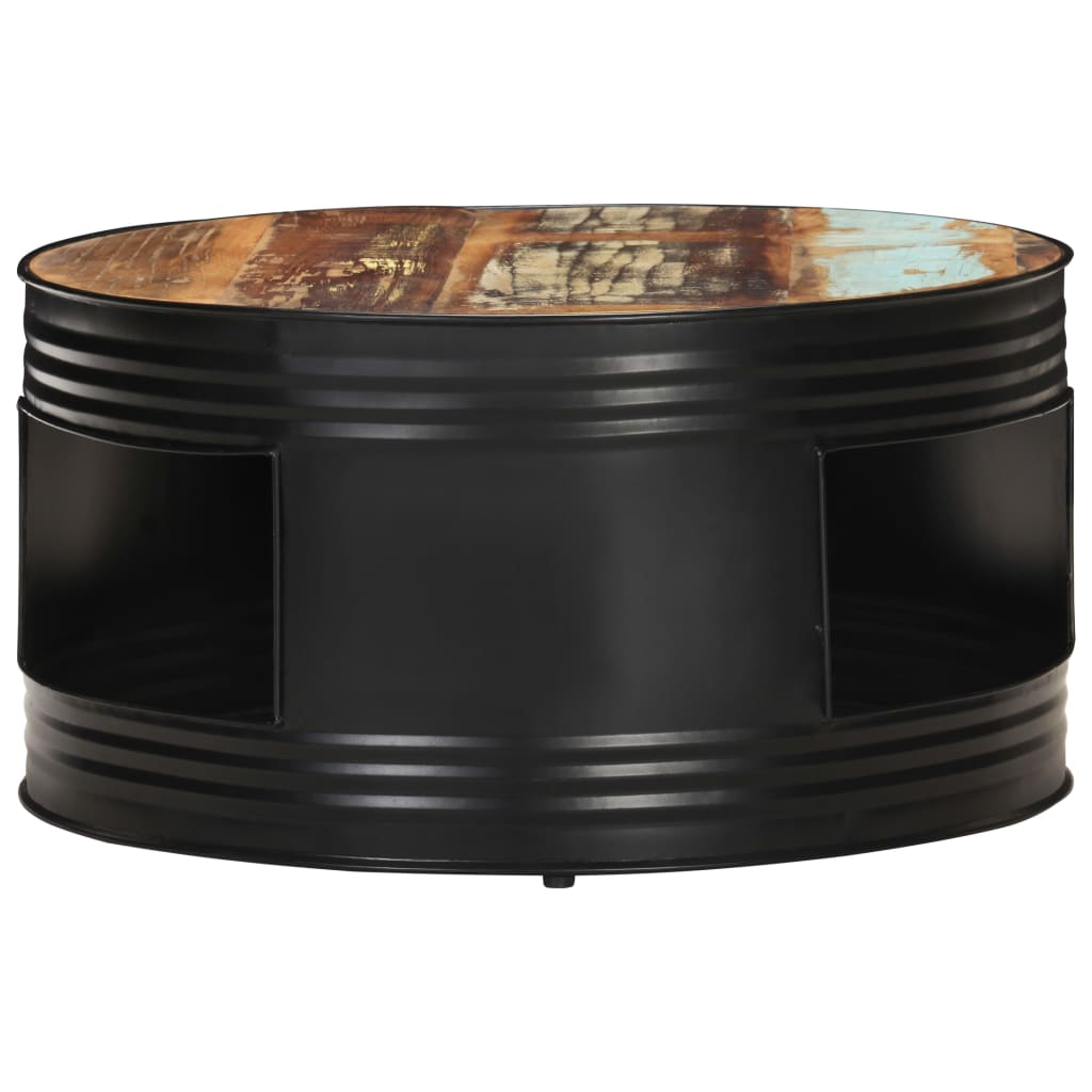vidaXL Coffee Table Black 26.8"x26.8"x14.2" Solid Rough Mango Wood-35