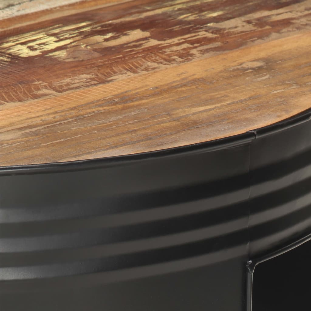 vidaXL Coffee Table Black 26.8"x26.8"x14.2" Solid Rough Mango Wood-28