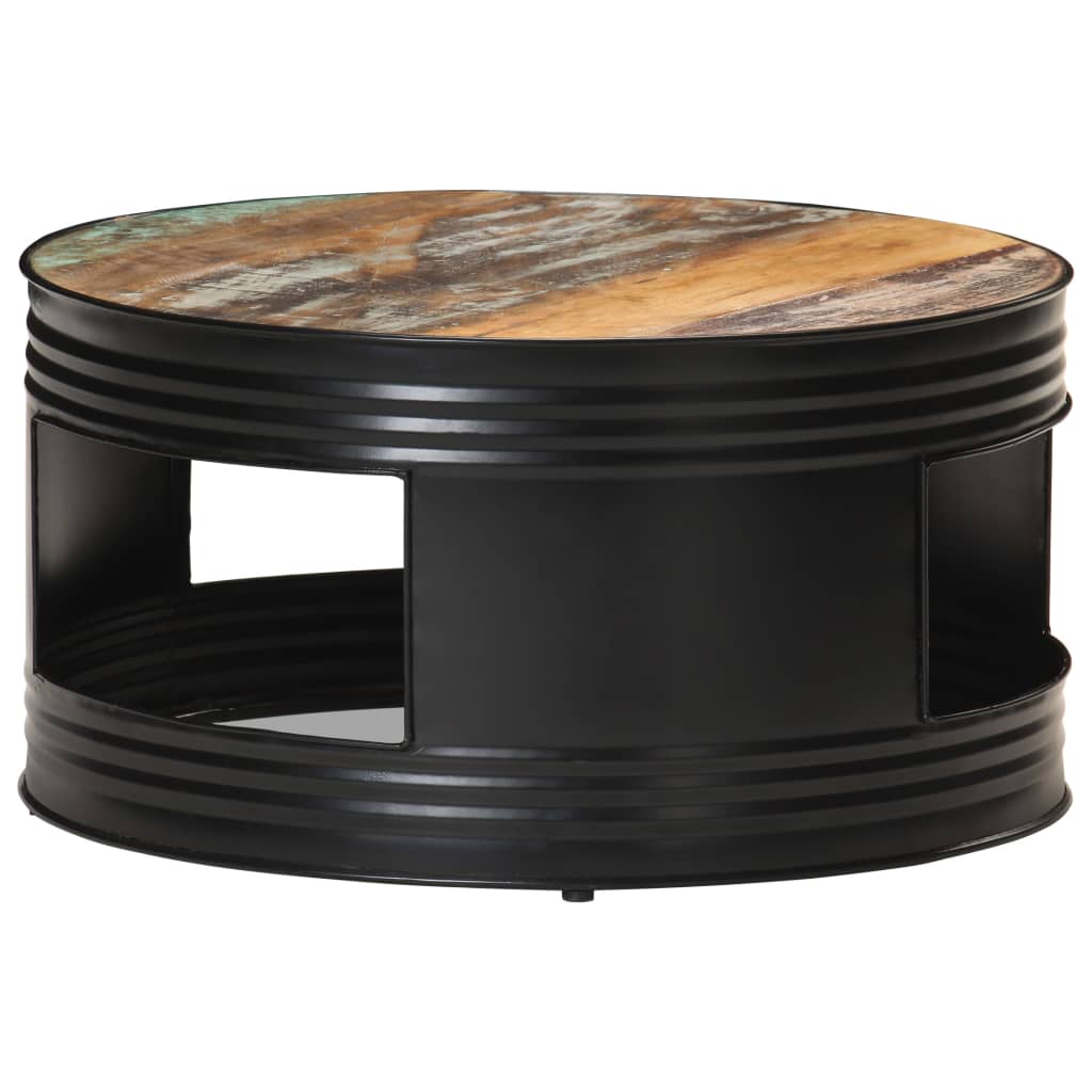 vidaXL Coffee Table Black 26.8"x26.8"x14.2" Solid Rough Mango Wood-11