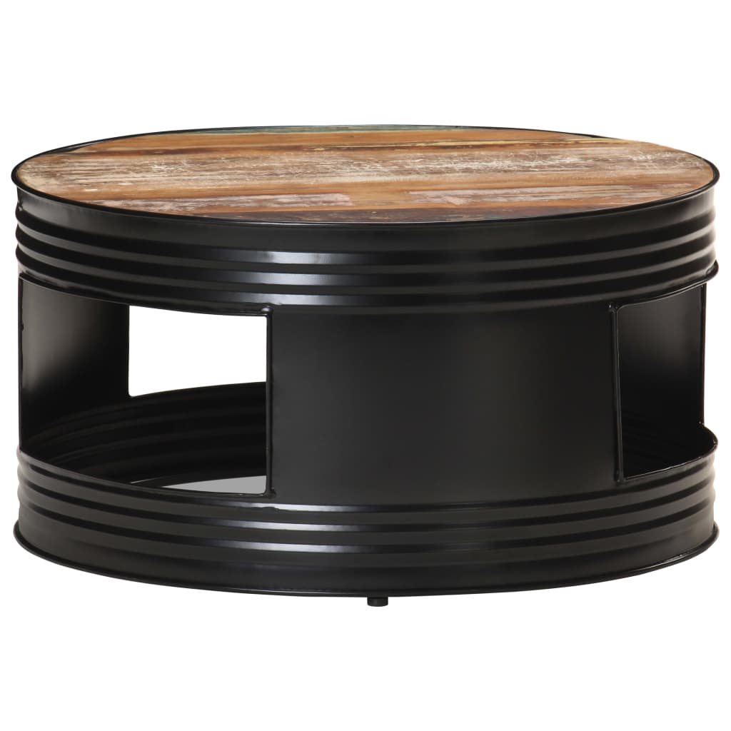 vidaXL Coffee Table Black 26.8"x26.8"x14.2" Solid Rough Mango Wood-15