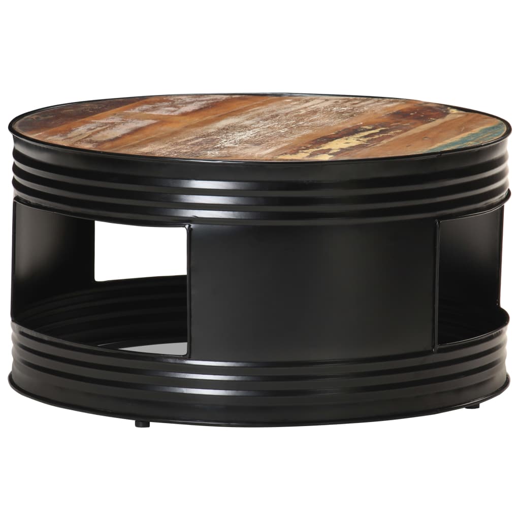 vidaXL Coffee Table Black 26.8"x26.8"x14.2" Solid Rough Mango Wood-19