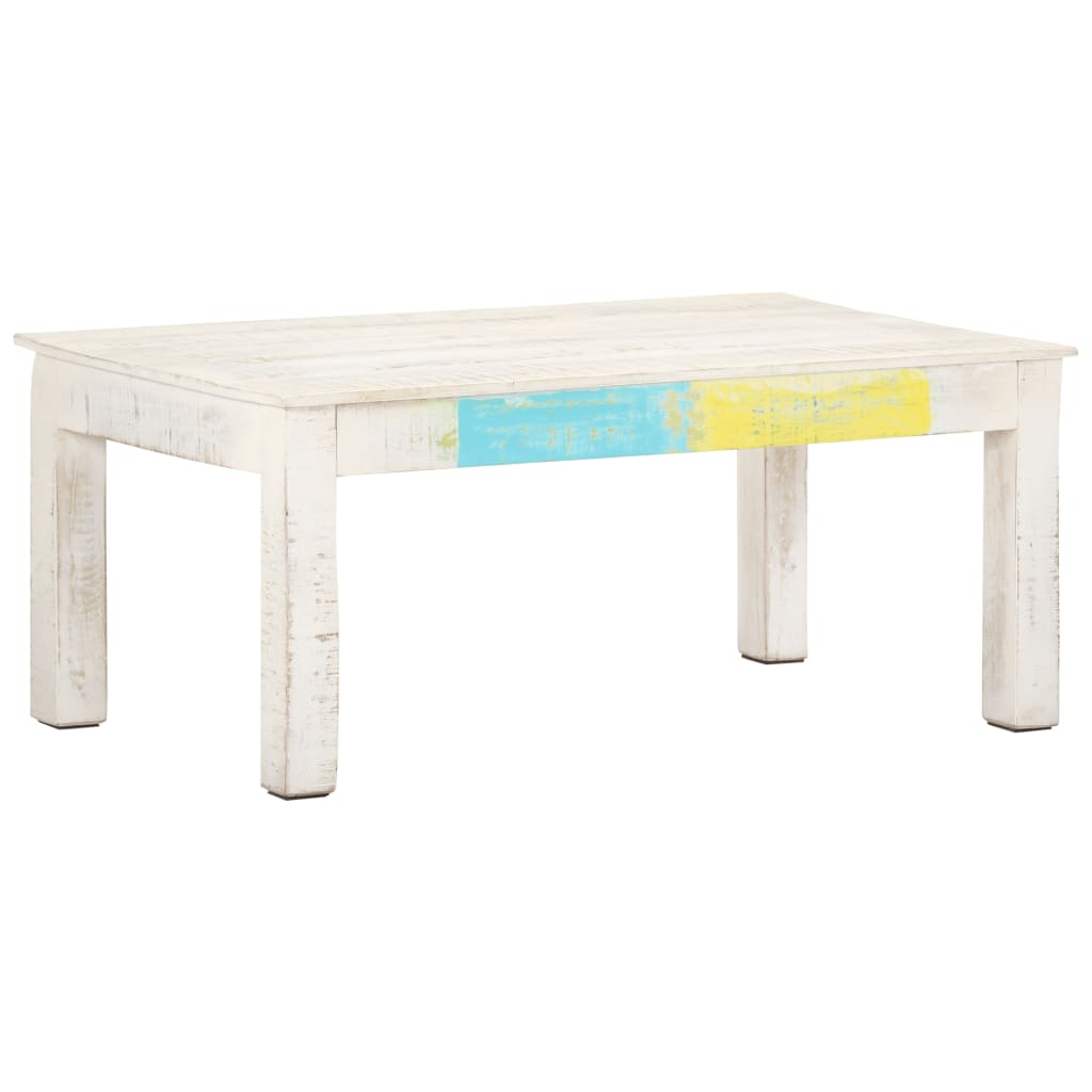 vidaXL Coffee Table White 43.3"x23.6"x17.7" Solid Mango Wood-0