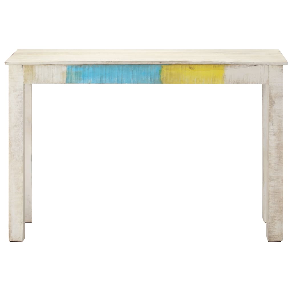 vidaXL Console Table White 45.3"x13.8"x30.3" Rough Mango Wood-9