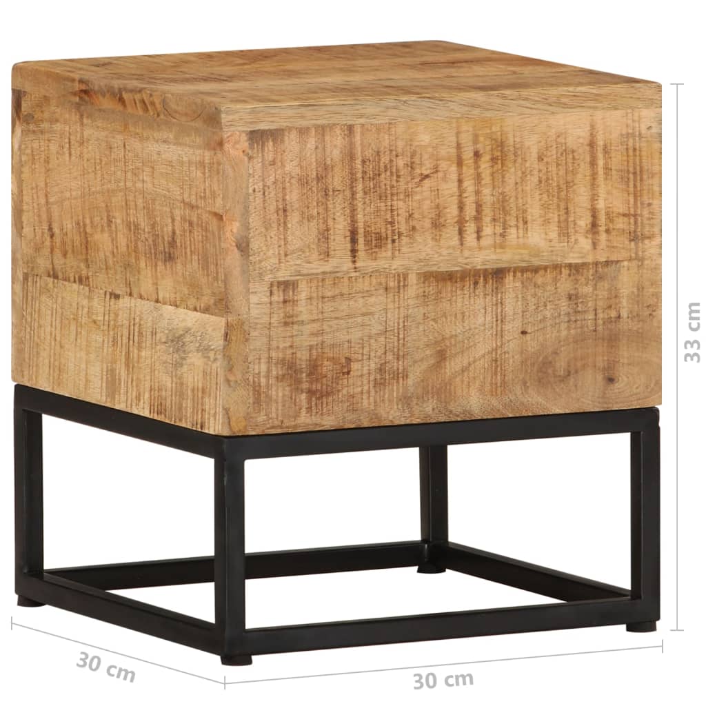 vidaXL Side Table 11.8"x11.8"x13" Rough Mango Wood-0