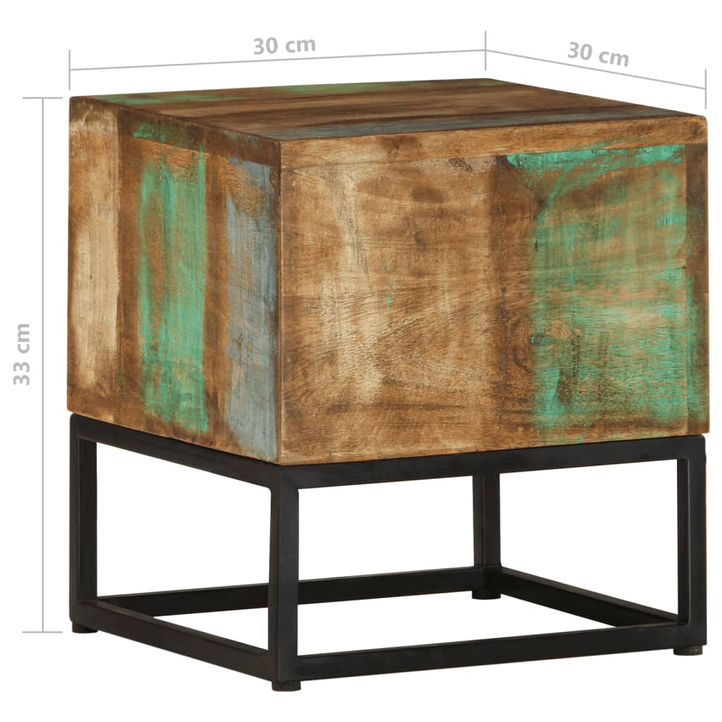 vidaXL Side Table 11.8"x11.8"x13" Solid Reclaimed Wood-3