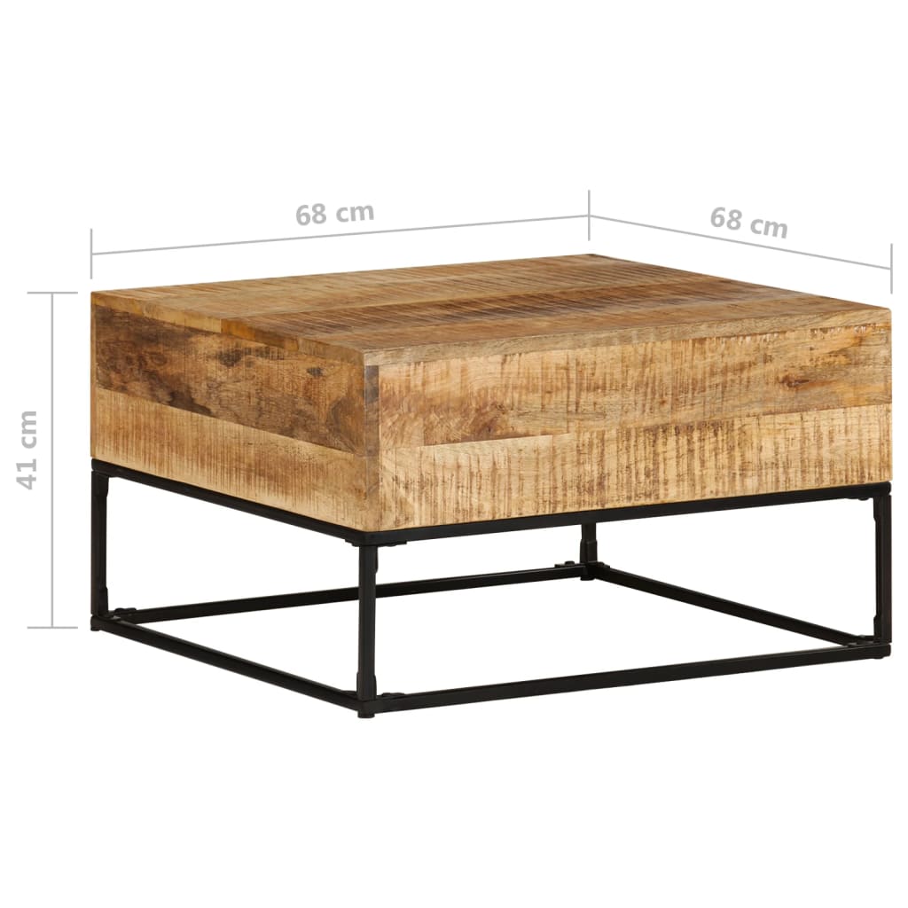 vidaXL Coffee Table 26.8"x26.8"x16.1" Rough Mango Wood-0