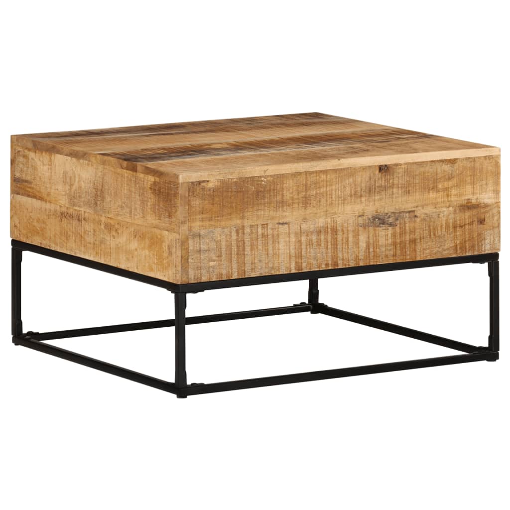 vidaXL Coffee Table 26.8"x26.8"x16.1" Rough Mango Wood-4