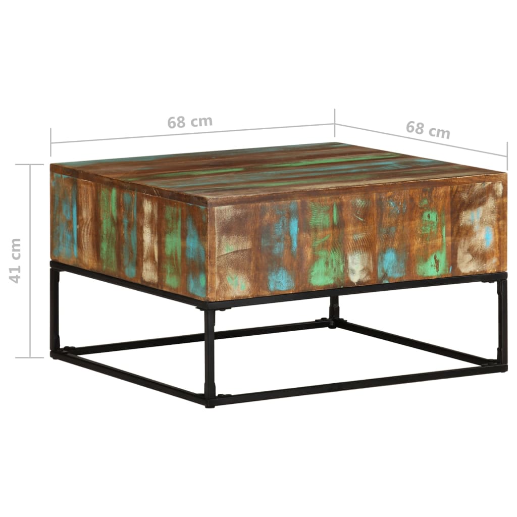 vidaXL Coffee Table 26.8"x26.8"x16.1" Solid Reclaimed Wood-2