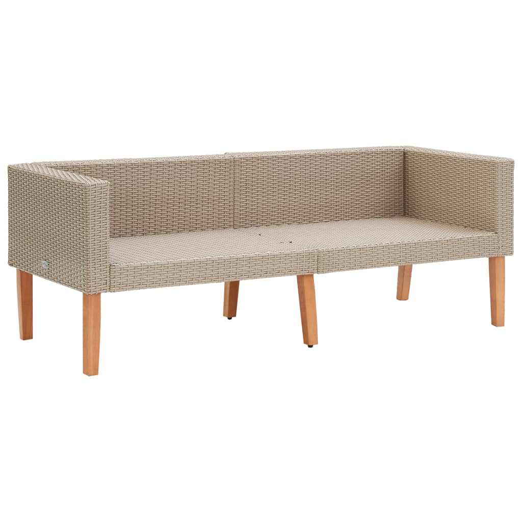 vidaXL 2-Seater Patio Sofa with Cushions Poly Rattan Beige-5