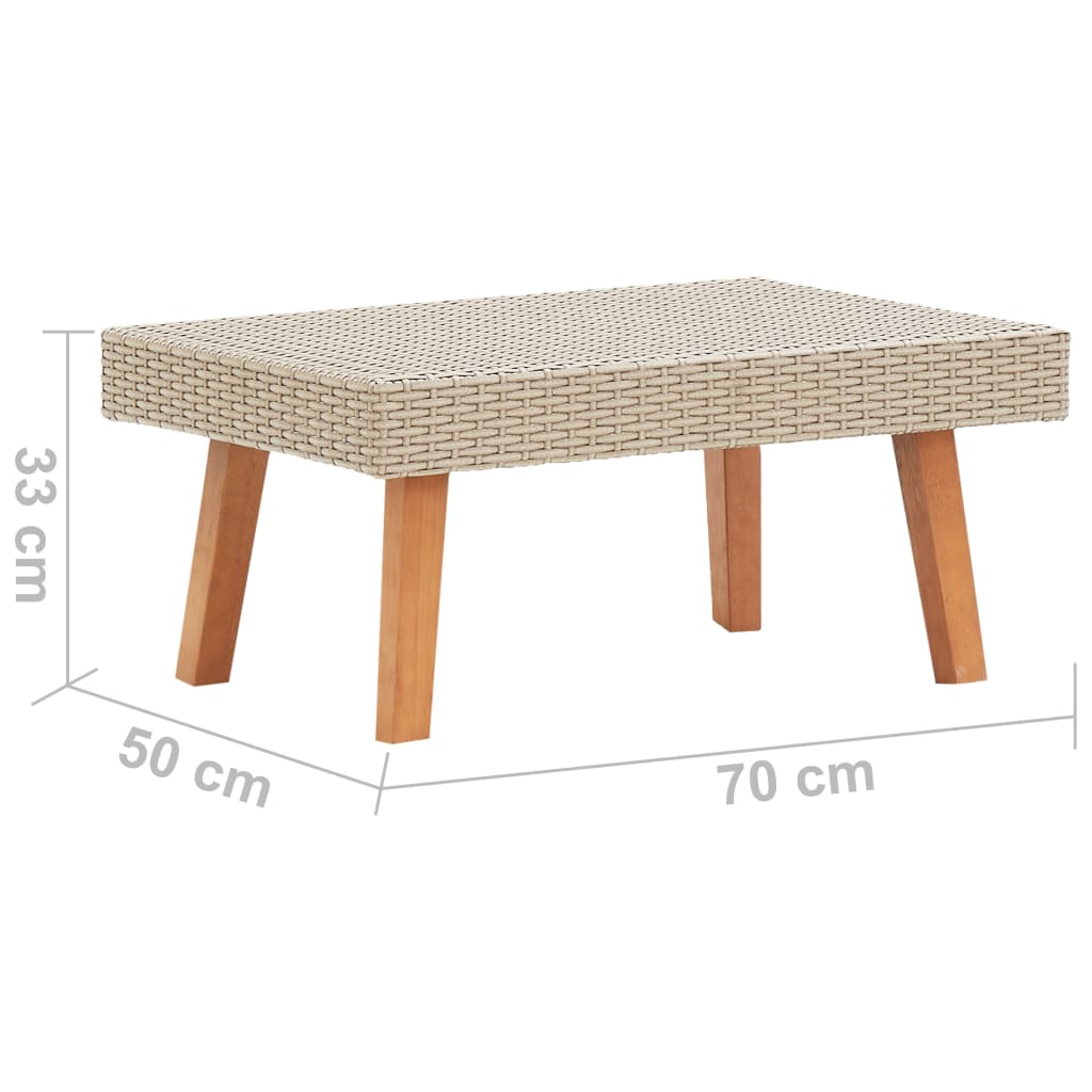 vidaXL Coffee Table Garden Outdoor Side Table Solid Eucalyptus Wood PE Rattan-7