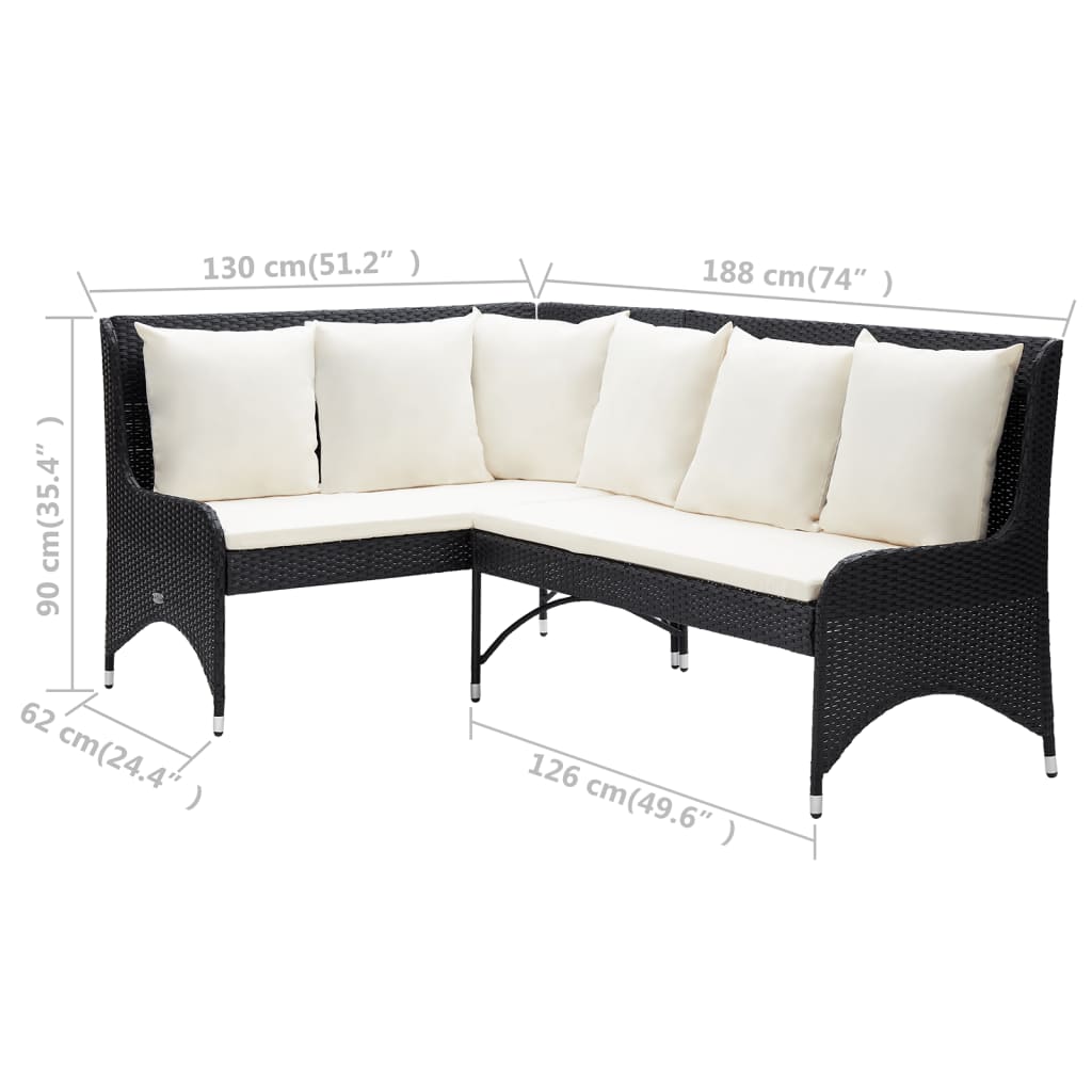 vidaXL Corner Sofa Outdoor Sectional Sofa Set with Cushions 2 Piece PE Rattan-1