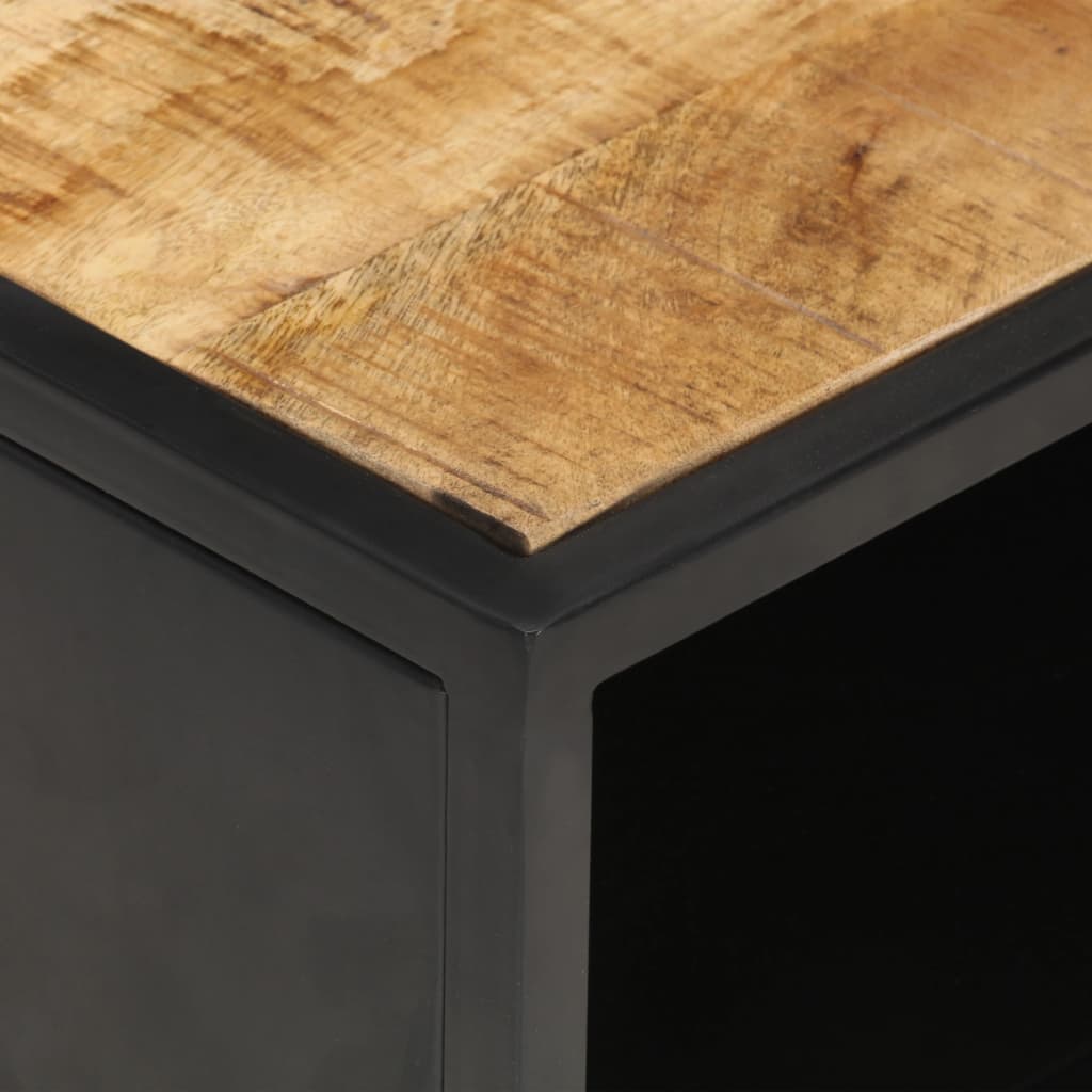 vidaXL Coffee Table with Carved Door 35.4"x21.7"x14.2" Rough Mango Wood-1