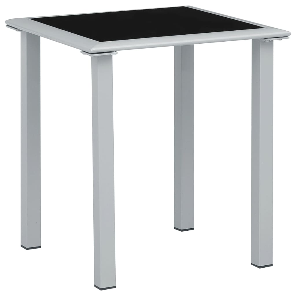 vidaXL Patio Table Black and Silver 16.1"x16.1"x17.7" Steel and Glass-0