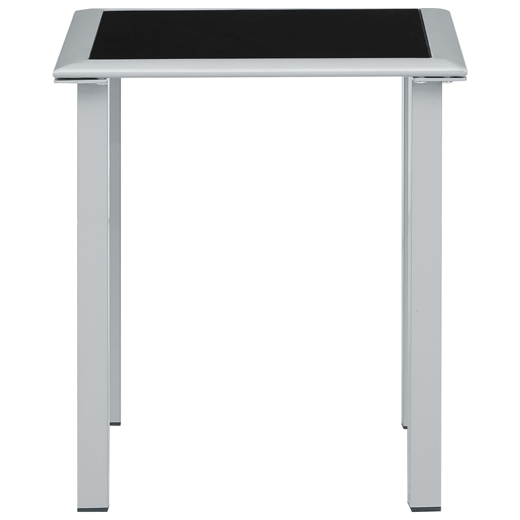 vidaXL Patio Table Black and Silver 16.1"x16.1"x17.7" Steel and Glass-3