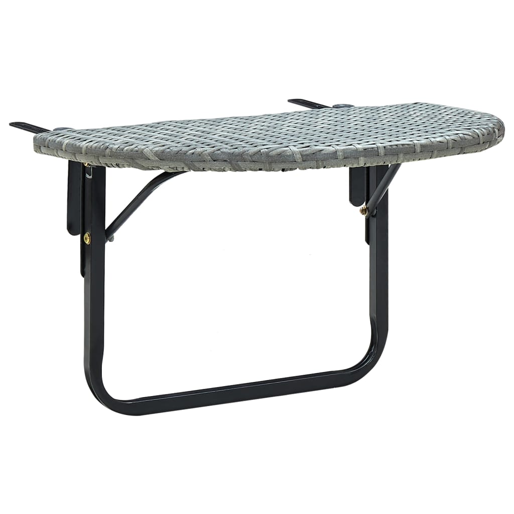 vidaXL Hanging Balcony Table Folding Outdoor Patio Railing Table PE Rattan-6