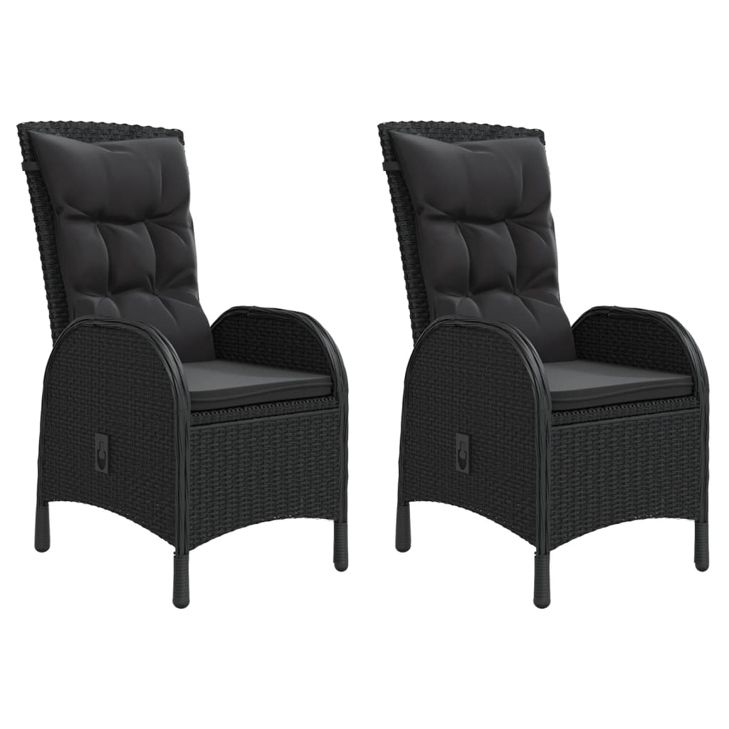 vidaXL Patio Chairs 2 pcs Poly Rattan Black-1