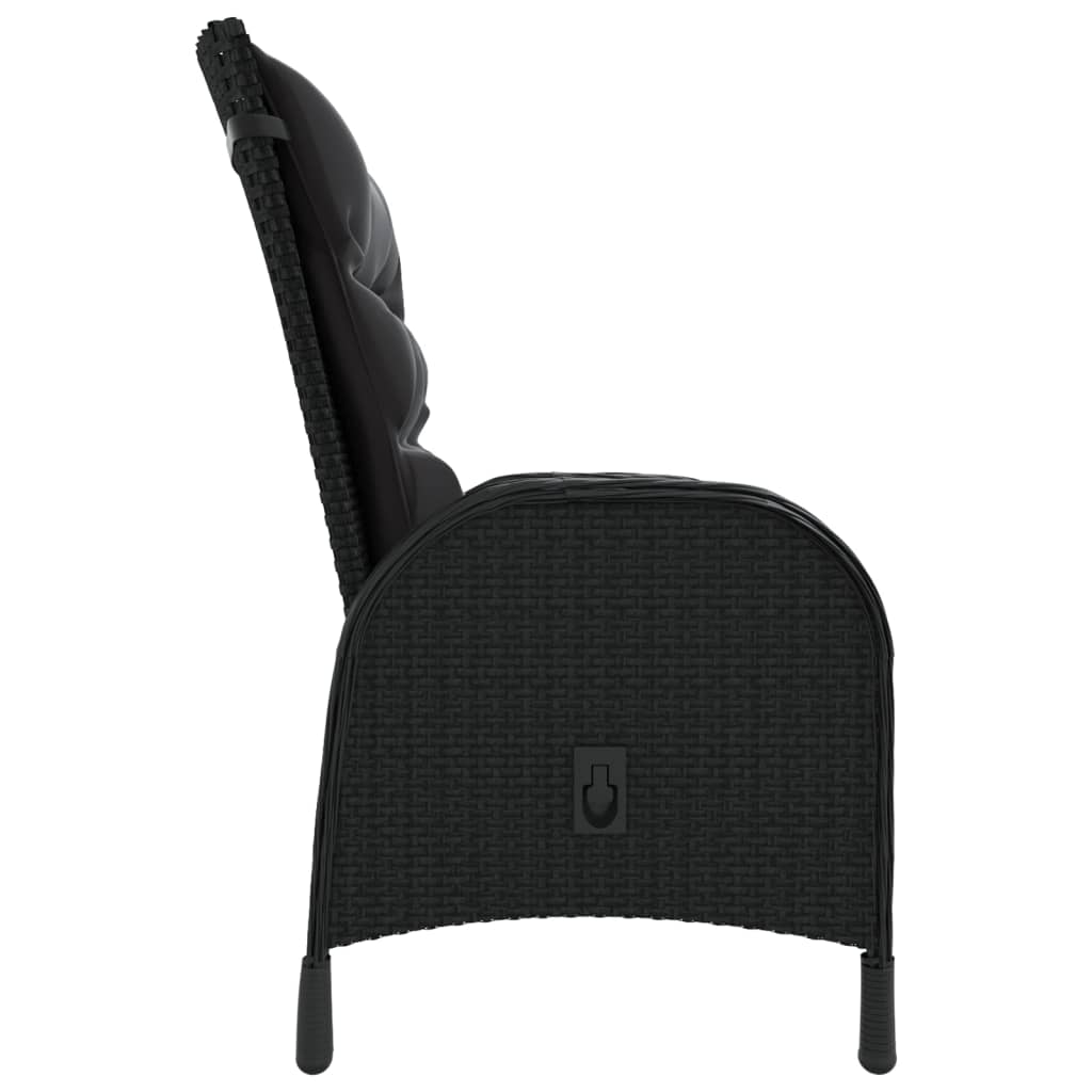 vidaXL Patio Chairs 2 pcs Poly Rattan Black-3