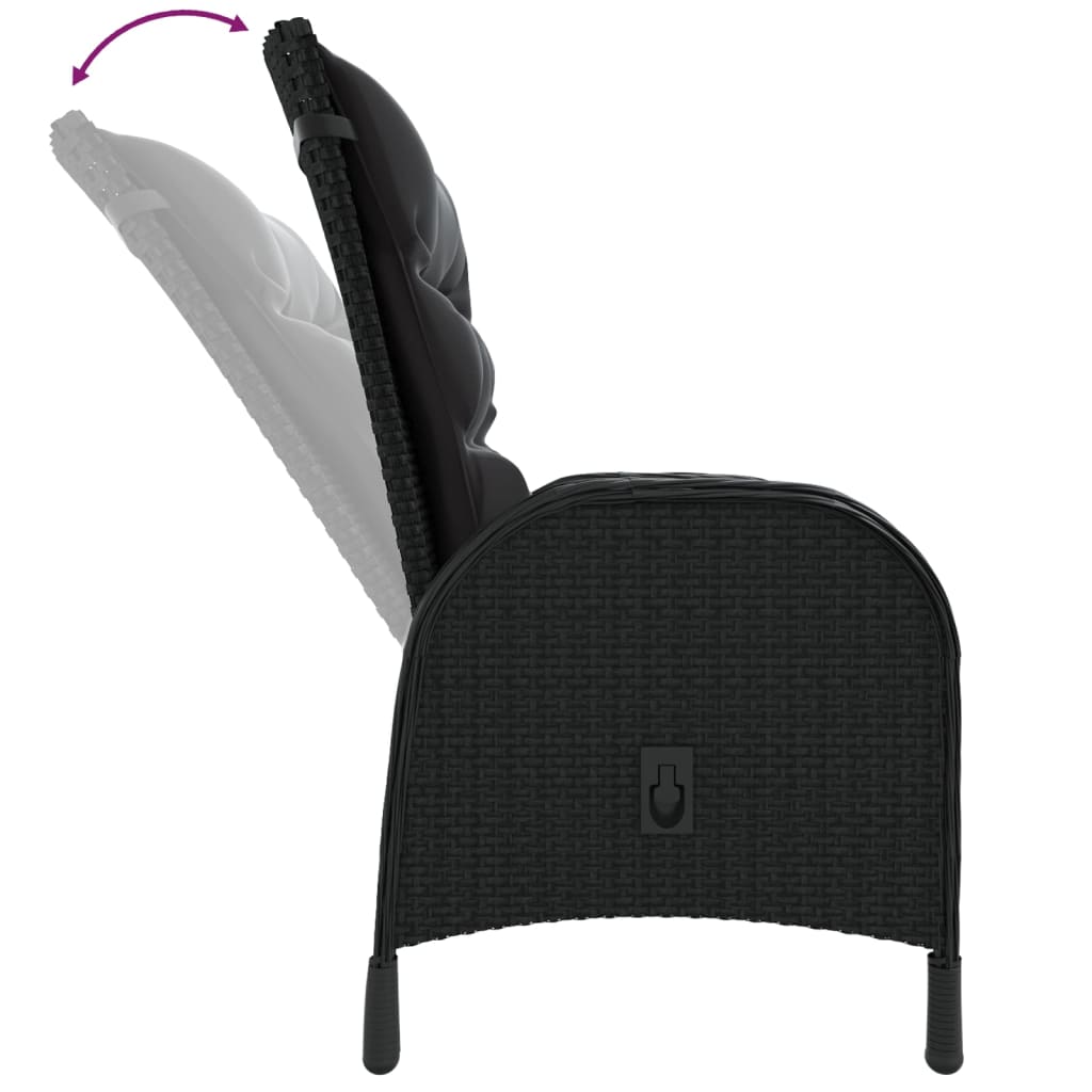vidaXL Patio Chairs 2 pcs Poly Rattan Black-4