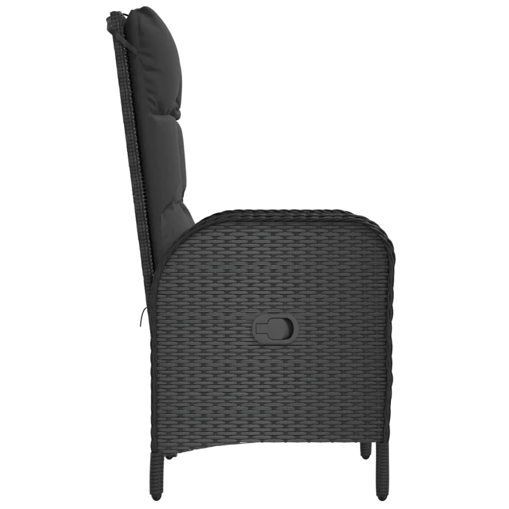 vidaXL Patio Chairs 2 pcs Poly Rattan Black-6