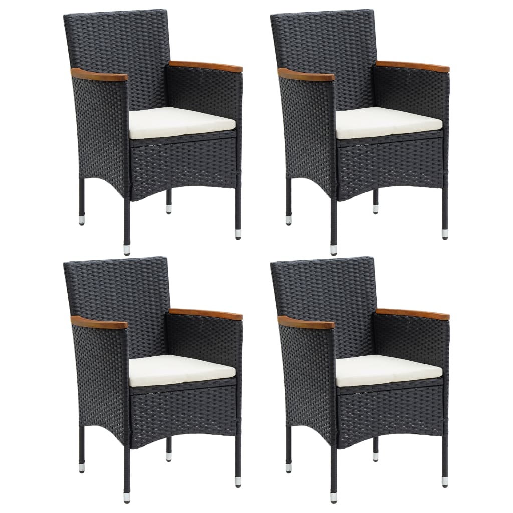 vidaXL 4x Patio Dining Chairs Poly Rattan Outdoor Seat Furniture Black/Gray-0