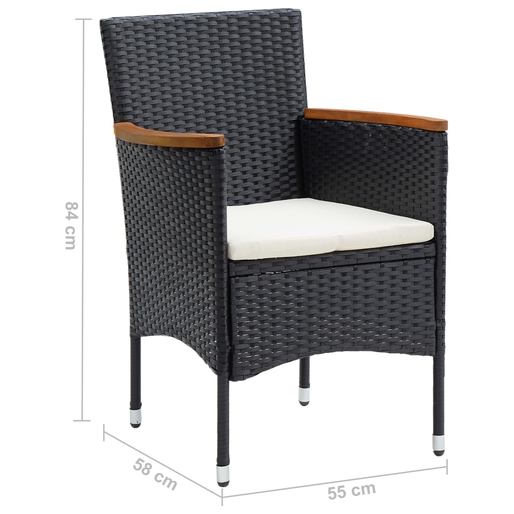 vidaXL 4x Patio Dining Chairs Poly Rattan Outdoor Seat Furniture Black/Gray-1