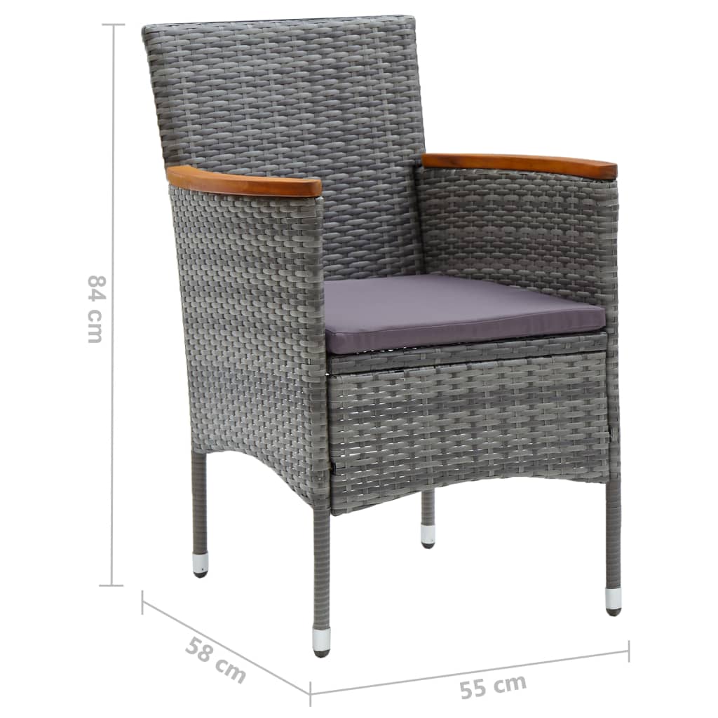 vidaXL 4x Patio Dining Chairs Poly Rattan Outdoor Seat Furniture Black/Gray-3