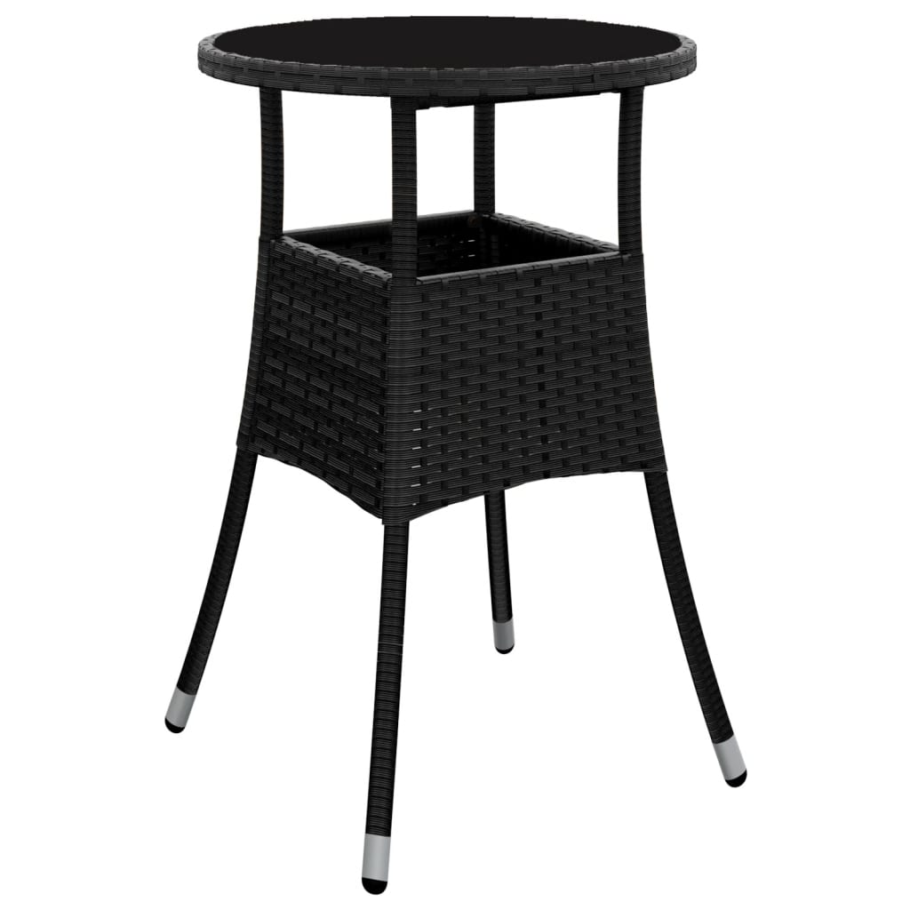 vidaXL Dinner Table Round Patio Dining Table Tempered Glass and Poly Rattan-0