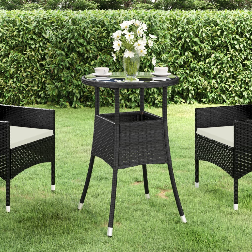 vidaXL Dinner Table Round Patio Dining Table Tempered Glass and Poly Rattan-6