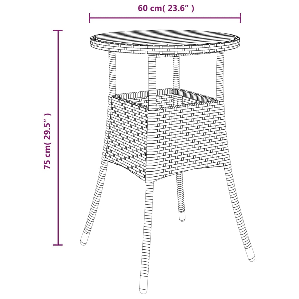 vidaXL Dinner Table Round Garden Dining Table Acacia Wood and Poly Rattan-4