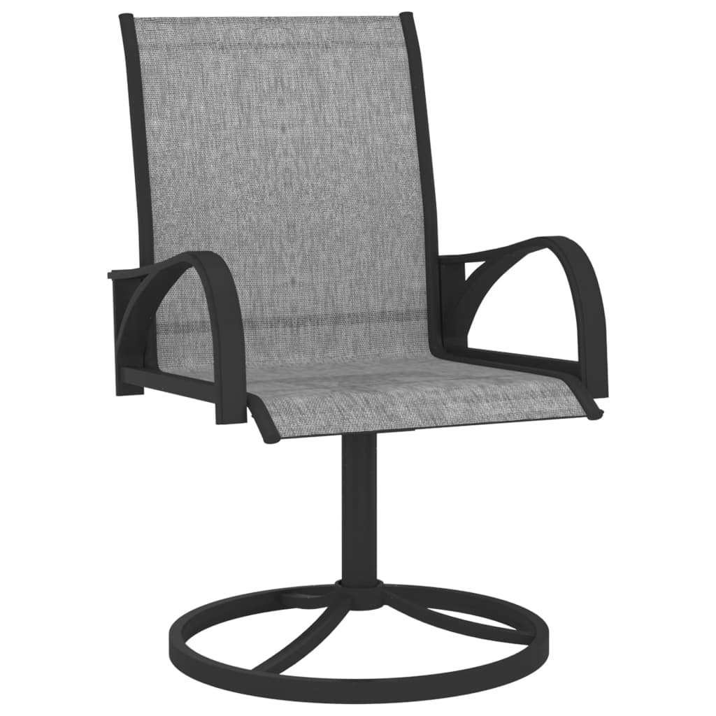 vidaXL 2x Garden Swivel Chairs Textilene and Steel Lounge Seat Gray/Brown-3