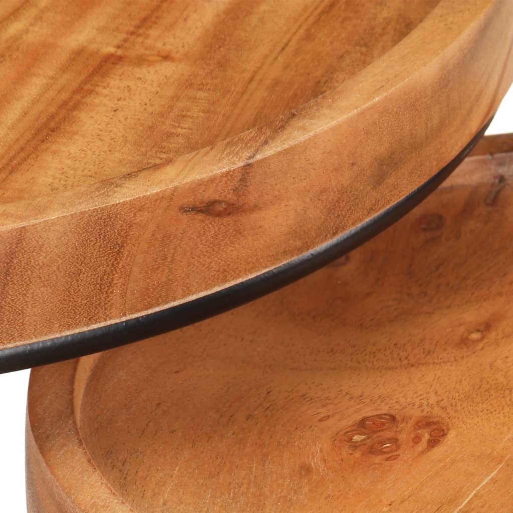 vidaXL 2 Piece Coffee Table Set Solid Acacia Wood and Steel-5