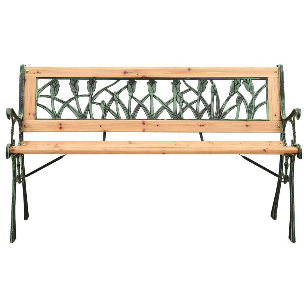 vidaXL Patio Bench 48" Cast Iron and Solid Firwood-0