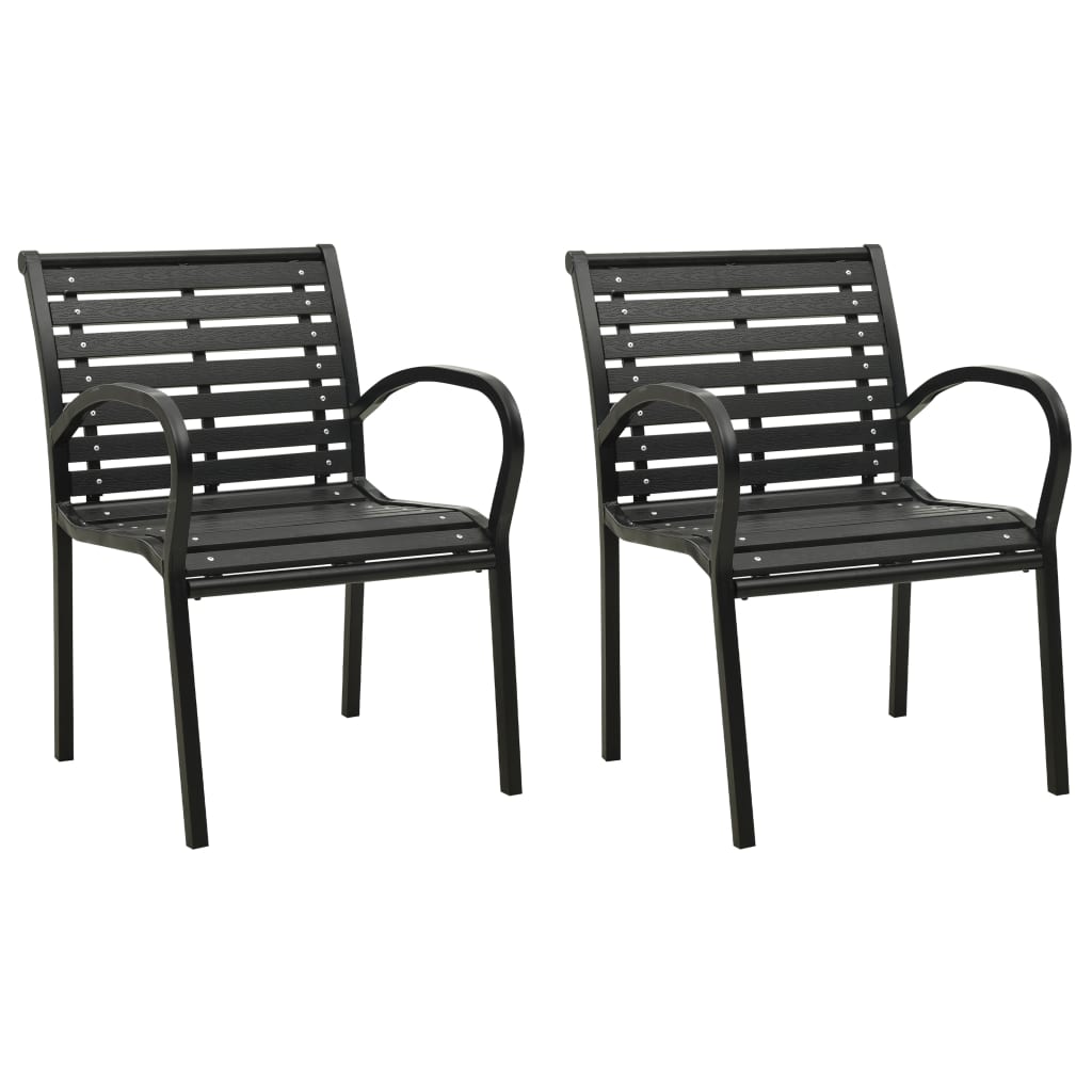 vidaXL Patio Chairs 2 Pcs Outdoor Dining Chair with Metal Frame Steel and WPC-1