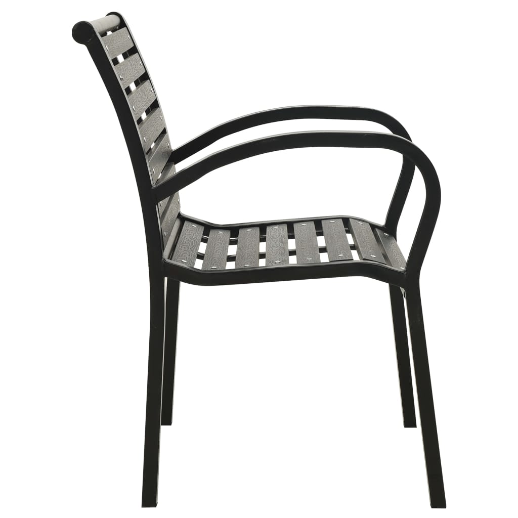 vidaXL Patio Chairs 2 Pcs Outdoor Dining Chair with Metal Frame Steel and WPC-7