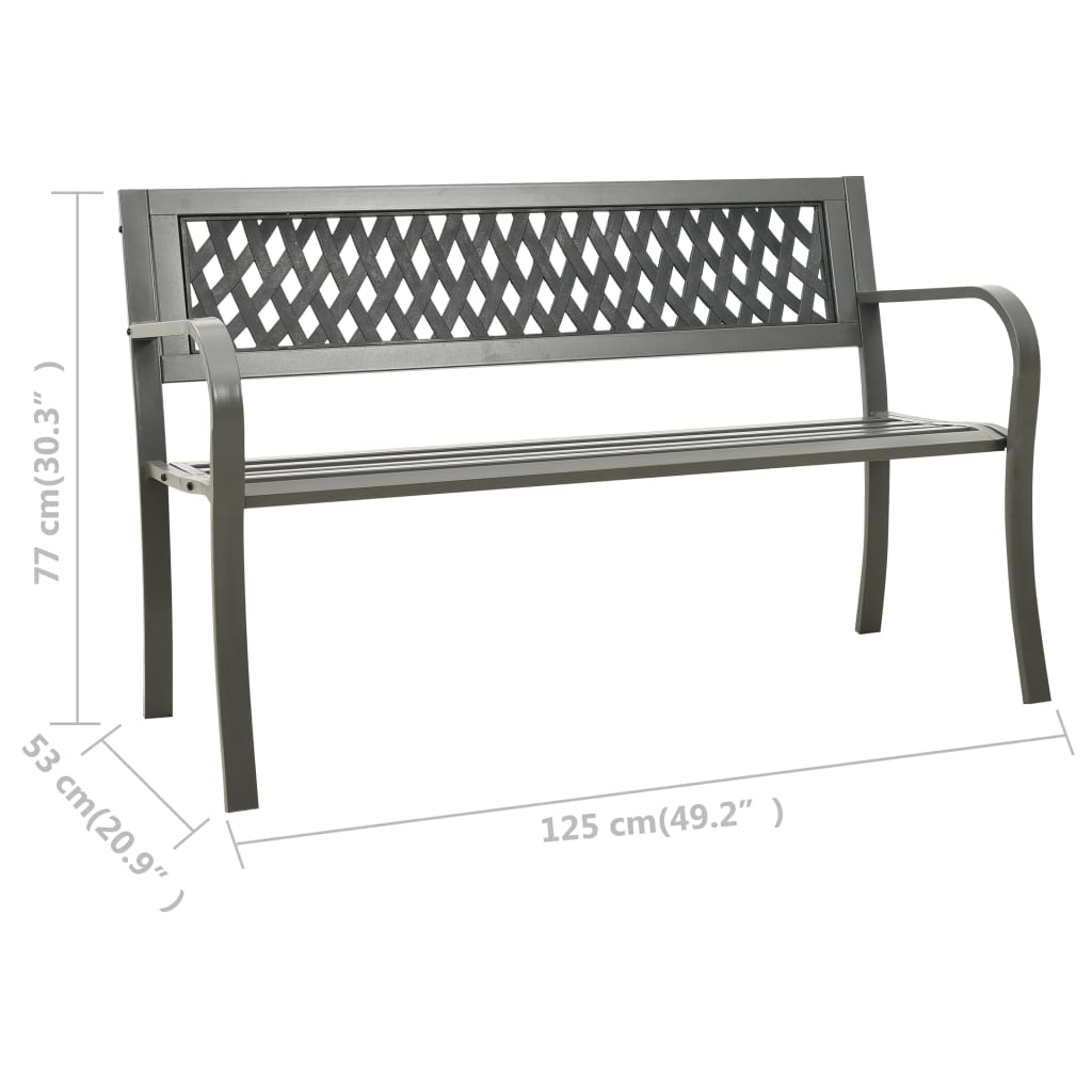 vidaXL Patio Bench 49.2" Steel Gray-4