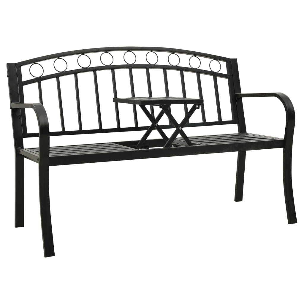 vidaXL Patio Bench with a Table 49.2" Steel Black-0