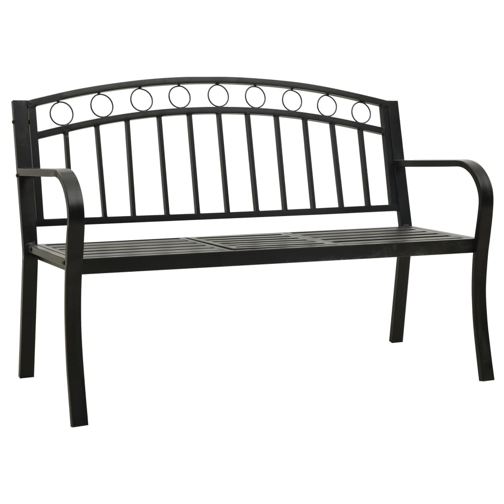 vidaXL Patio Bench with a Table 49.2" Steel Black-1