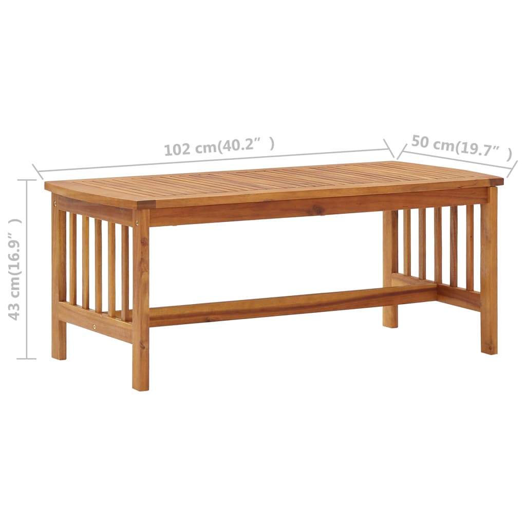 vidaXL Coffee Table 40.2"x19.7"x16.9" Solid Acacia Wood-5
