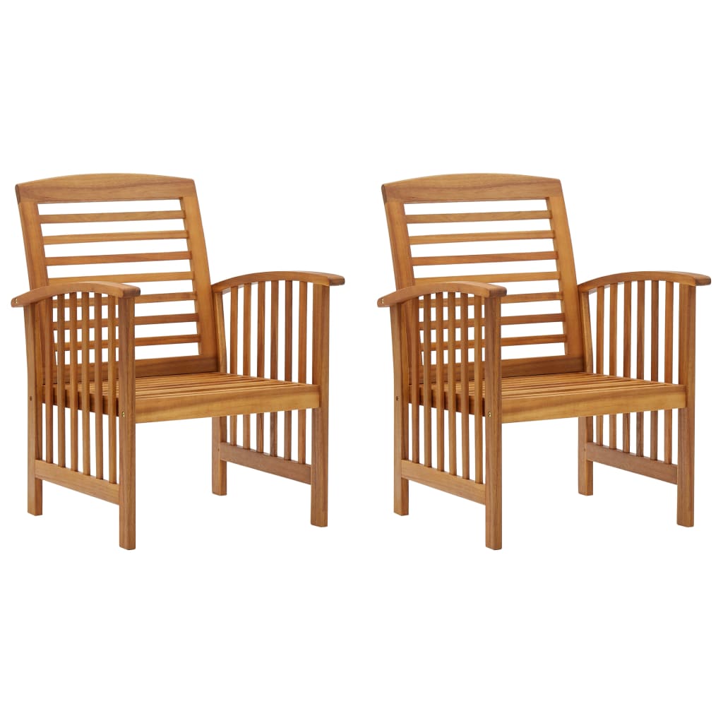 vidaXL Patio Chairs 2 Pcs Patio Dining Chair with Armrest Solid Wood Acacia-0