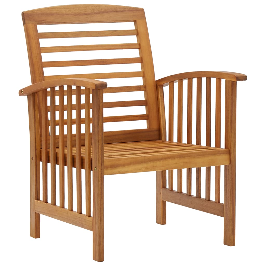 vidaXL Patio Chairs 2 Pcs Patio Dining Chair with Armrest Solid Wood Acacia-3