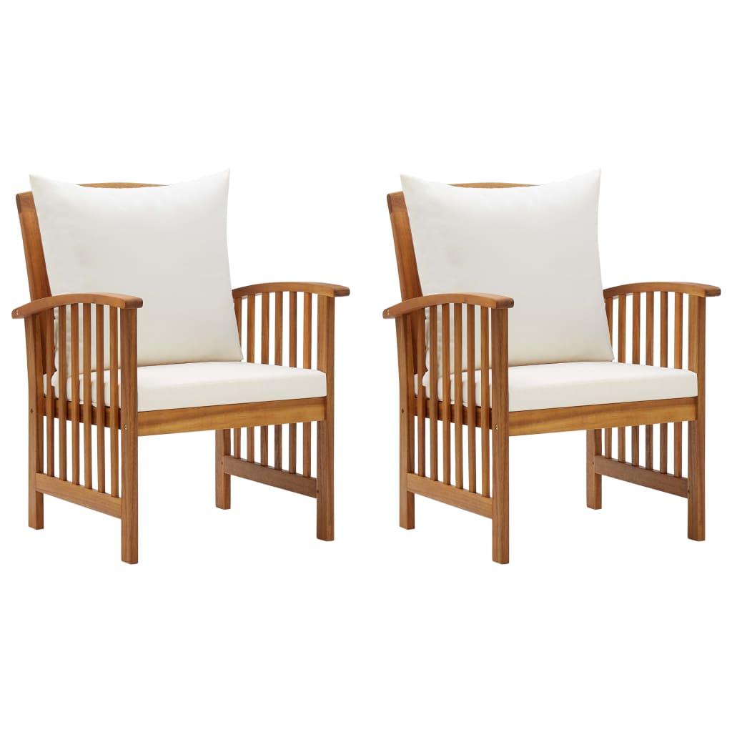 vidaXL Patio Chairs 2 Pcs Patio Dining Chair with Armrest Solid Wood Acacia-9