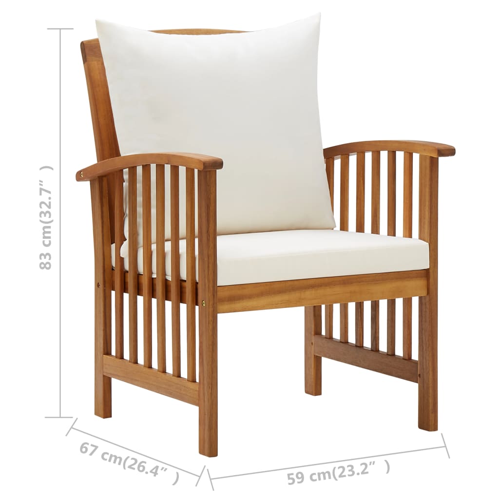 vidaXL Patio Chairs 2 Pcs Patio Dining Chair with Armrest Solid Wood Acacia-1