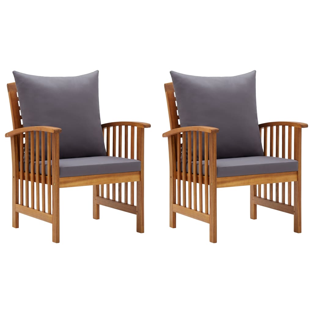 vidaXL Patio Chairs 2 Pcs Patio Dining Chair with Armrest Solid Wood Acacia-17