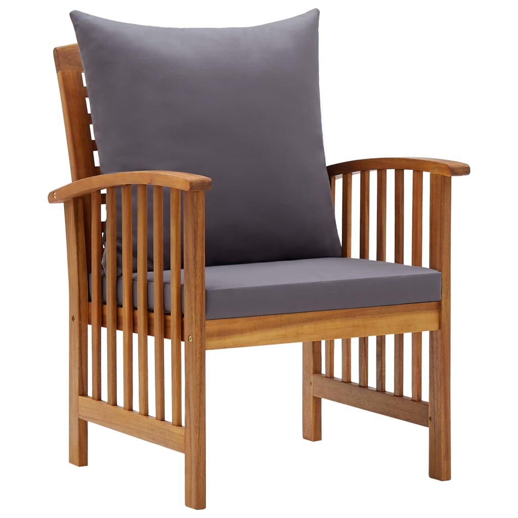 vidaXL Patio Chairs 2 Pcs Patio Dining Chair with Armrest Solid Wood Acacia-19