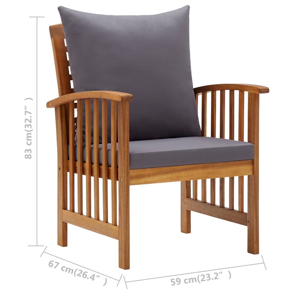 vidaXL Patio Chairs 2 Pcs Patio Dining Chair with Armrest Solid Wood Acacia-10