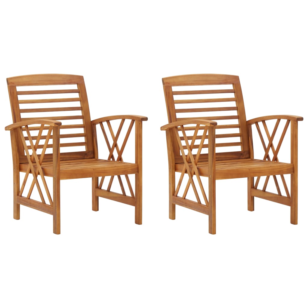 vidaXL Patio Chairs 2 Pcs Patio Dining Chair with Armrest Solid Wood Acacia-1