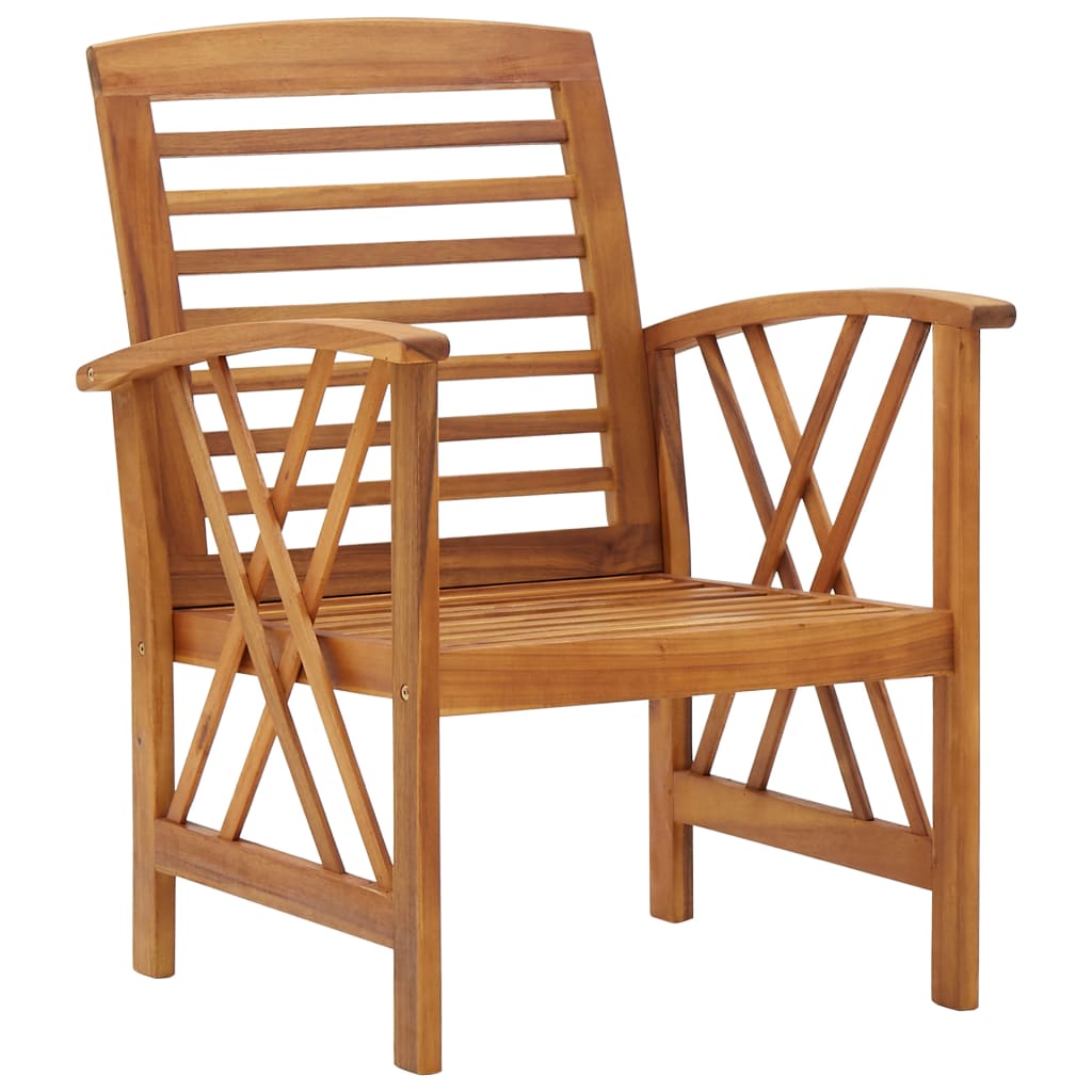 vidaXL Patio Chairs 2 Pcs Patio Dining Chair with Armrest Solid Wood Acacia-3