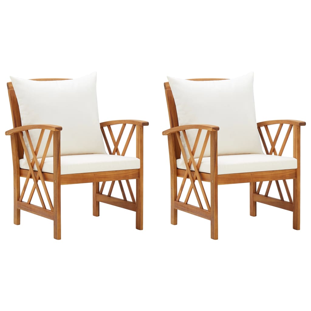 vidaXL Patio Chairs 2 Pcs Patio Dining Chair with Armrest Solid Wood Acacia-7