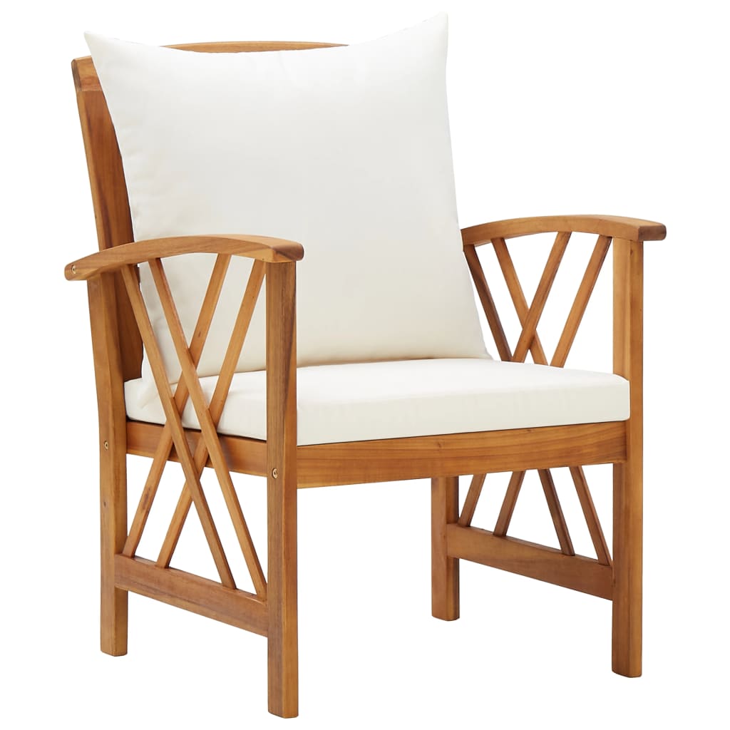 vidaXL Patio Chairs 2 Pcs Patio Dining Chair with Armrest Solid Wood Acacia-9